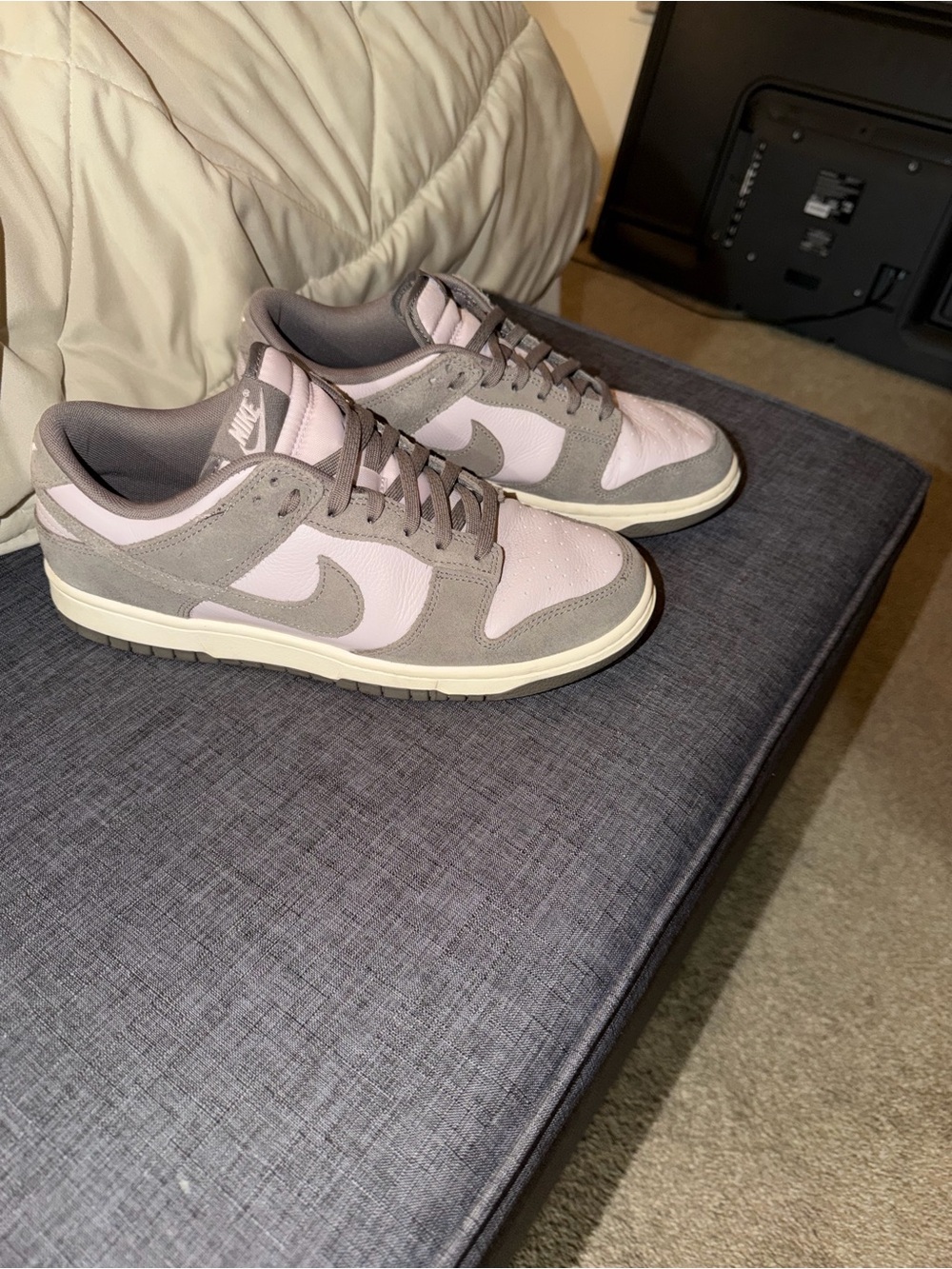 Nike Men Low-Top Dunks in Light brown and Gray Suede